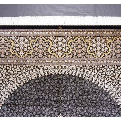 High Quality Medallion Gold and Black Rug 9.8x6.5 ft Bamboo Silk - Rugs 1