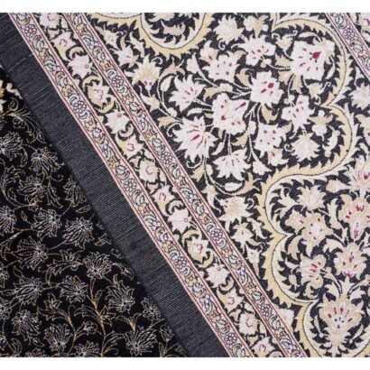 High Quality Medallion Gold and Black Rug 9.8x6.5 ft Bamboo Silk - Rugs 1