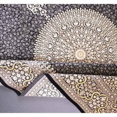 High Quality Medallion Gold and Black Rug 9.8x6.5 ft Bamboo Silk - Rugs 1