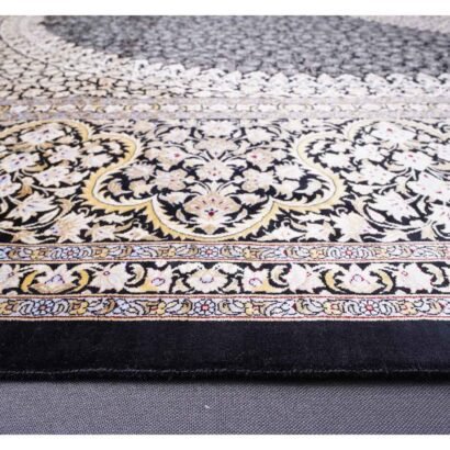 High Quality Medallion Gold and Black Rug 9.8x6.5 ft Bamboo Silk - Rugs 1