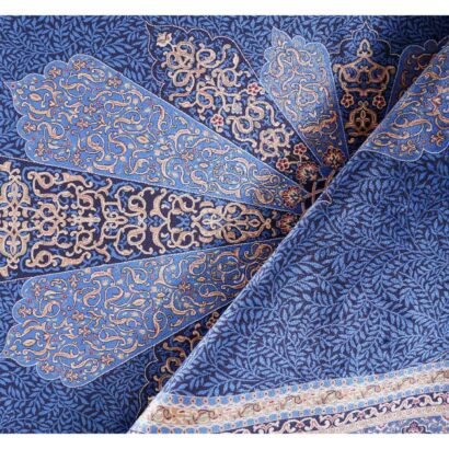Large Blue Area Rug Oriental Medallion 6.5x9.8 ft Bamboo Silk - Rugs 1