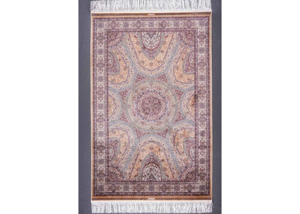 Machine Made Silk Rug 3.9x5.9 ft Oriental Medallion - Rugs 1