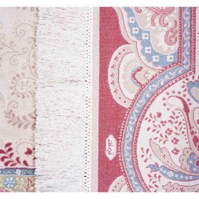 Medallion Beige and Red Rug 3.4x5 ft Bamboo Silk Oriental - Rugs 1