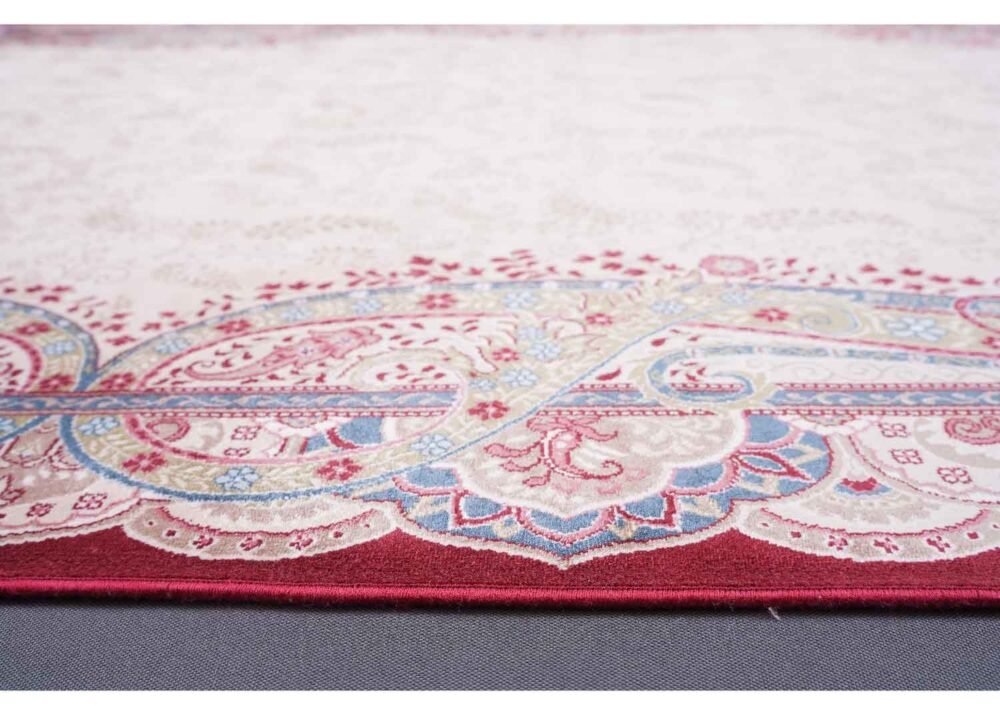 Medallion Beige and Red Rug 3.4x5 ft Bamboo Silk Oriental - Rugs 1