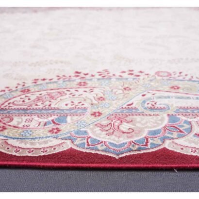 Medallion Beige and Red Rug 3.4x5 ft Bamboo Silk Oriental - Rugs 1