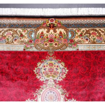 Medallion Red Dining Room Rug 6.5x9.8 ft Bamboo Silk - Rugs 1