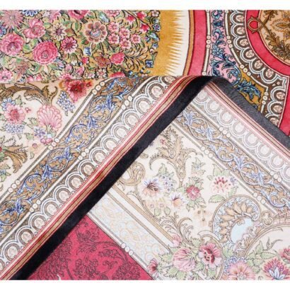 Medallion Red Dining Room Rug 6.5x9.8 ft Bamboo Silk - Rugs 1