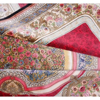 Medallion Red Dining Room Rug 6.5x9.8 ft Bamboo Silk - Rugs 1