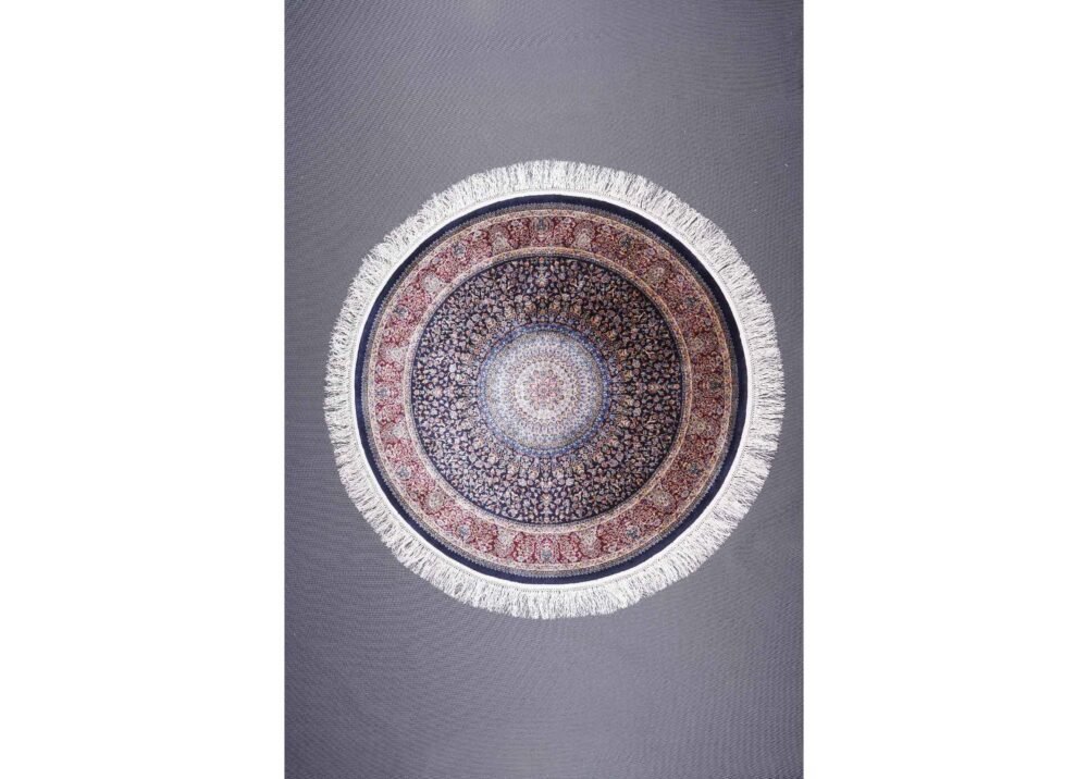 Medallion Round Rug with Fringe 3.2x3.2 ft Bamboo Silk Oriental - Rugs 1