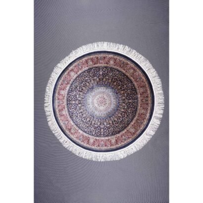 Medallion Round Rug with Fringe 3.2x3.2 ft Bamboo Silk Oriental - Rugs 1