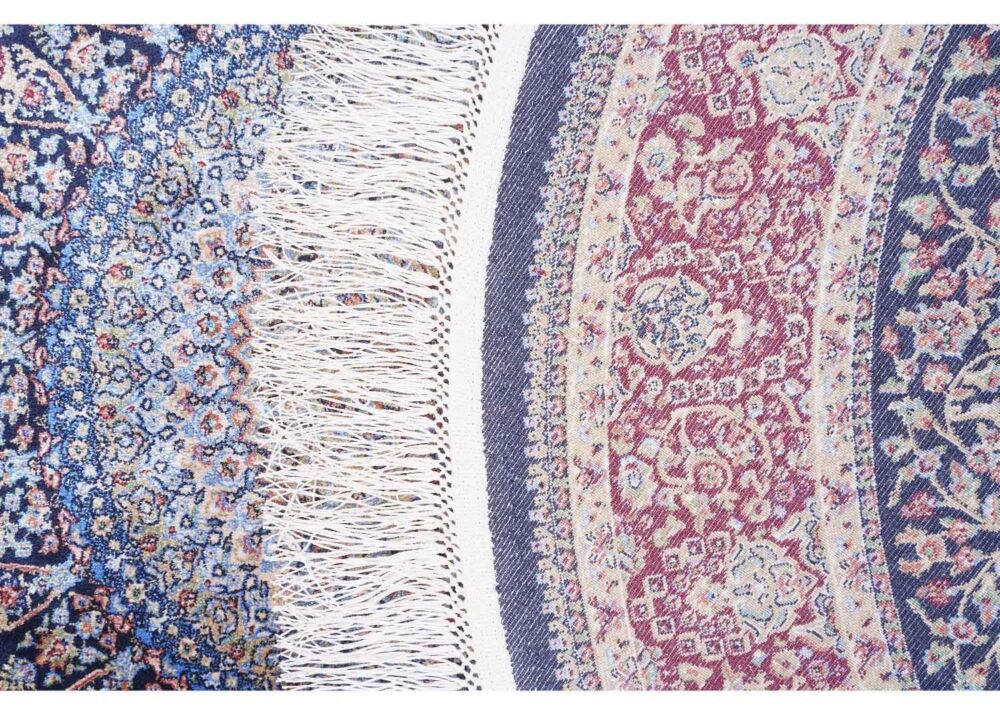 Medallion Round Rug with Fringe 3.2x3.2 ft Bamboo Silk Oriental - Rugs 1