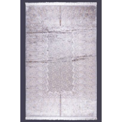 Modern Neutral Rug 11x7.8 ft Large Medallion Bamboo Silk - Rugs 1