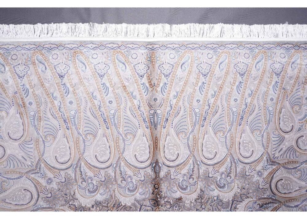 Modern Neutral Rug 11x7.8 ft Large Medallion Bamboo Silk - Rugs 1