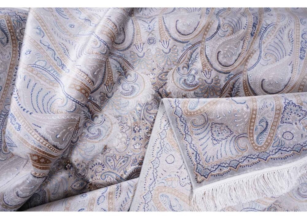 Modern Neutral Rug 11x7.8 ft Large Medallion Bamboo Silk - Rugs 1