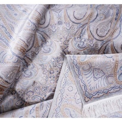 Modern Neutral Rug 11x7.8 ft Large Medallion Bamboo Silk - Rugs 1