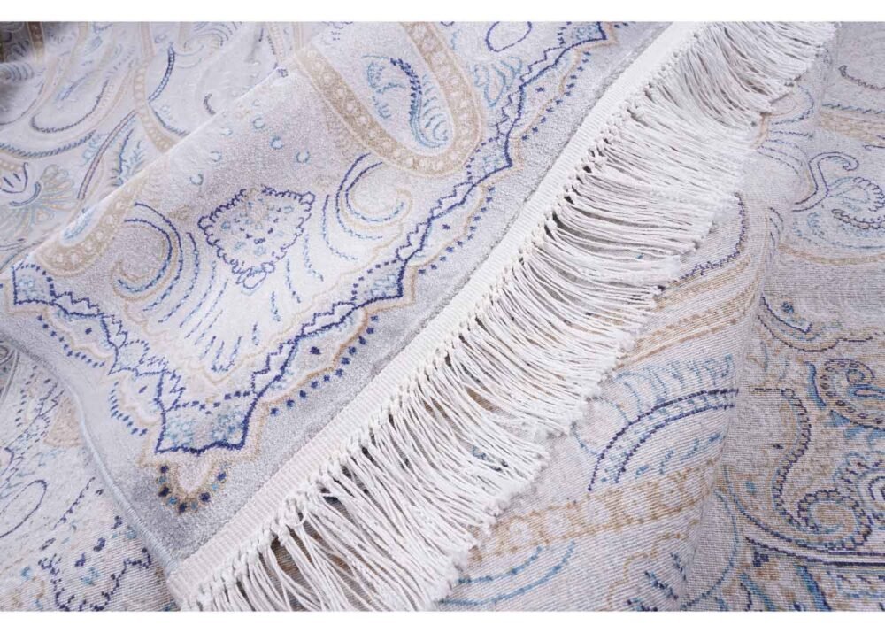 Modern Neutral Rug 11x7.8 ft Large Medallion Bamboo Silk - Rugs 1