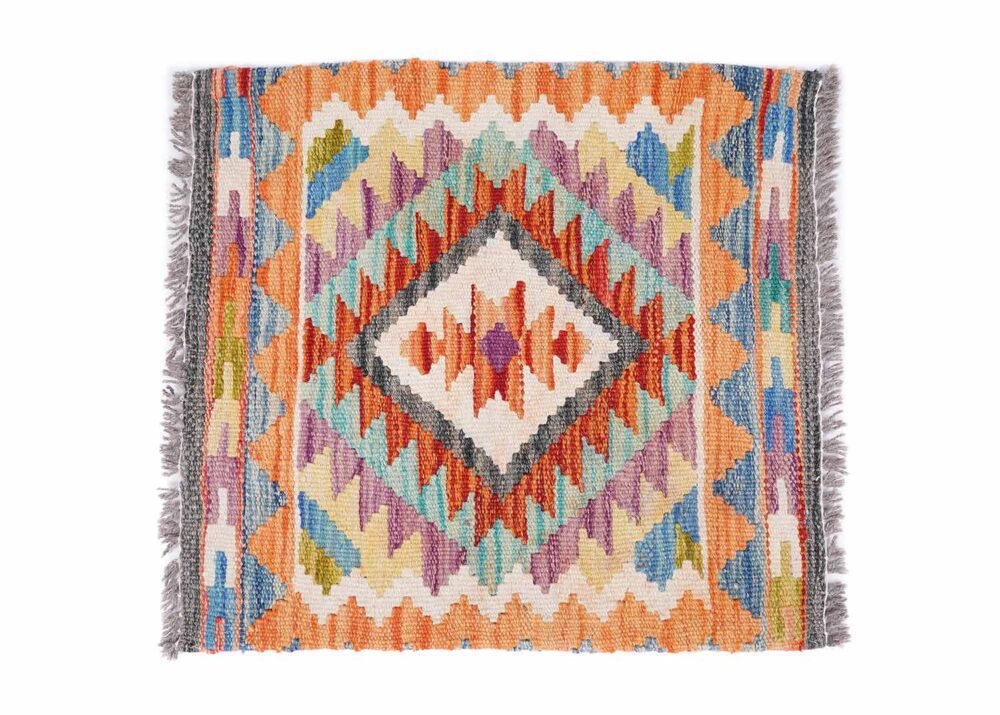 Multicolor Outdoor Pillows Wool & Wool Kilim Cushion 1.48x1.64 ft