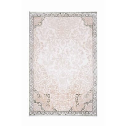 Neutral Living Room Rug Beige Medallion 4x2.6 ft Bamboo Silk - Rugs 1