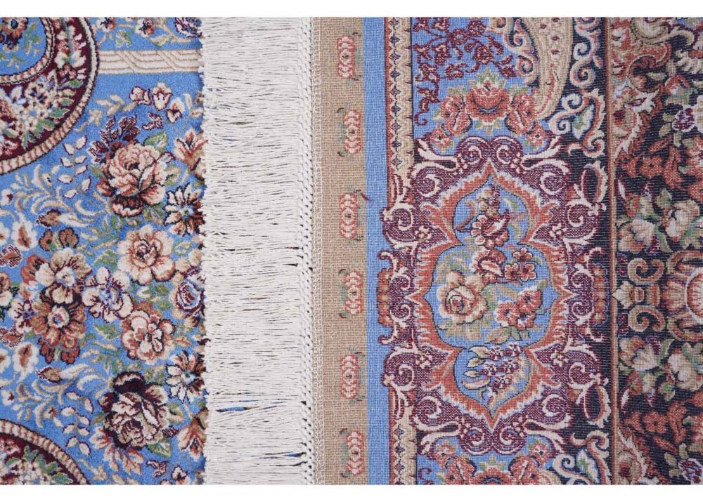 Oriental Sajada Blue Turkish Rug 3.4x2.6 ft Bamboo Silk - Rugs 1