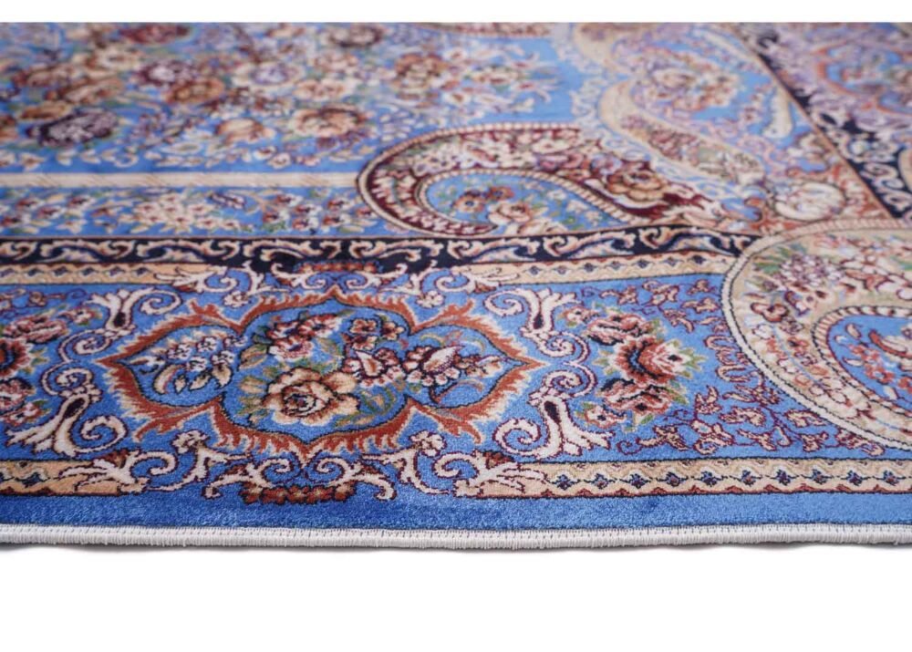 Oriental Sajada Blue Turkish Rug 3.4x2.6 ft Bamboo Silk - Rugs 1