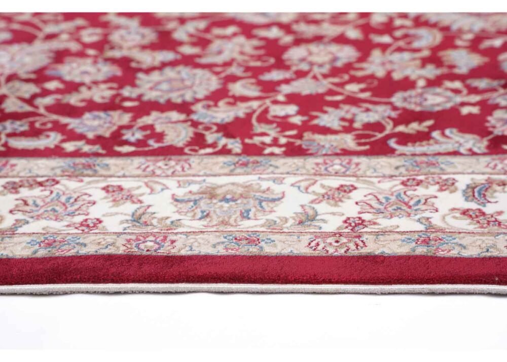 Red and Beige Area Rug Floral Medallion 4.9x2.9 ft Bamboo Silk - Rugs 1
