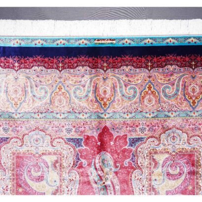 Red and Pink Rug Bamboo Silk 6.5x9.8 ft Oriental Medallion - Rugs 1
