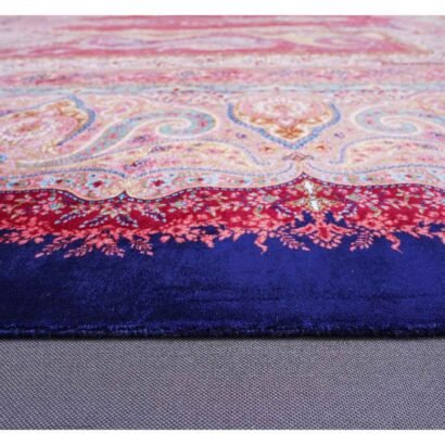 Red and Pink Rug Bamboo Silk 6.5x9.8 ft Oriental Medallion - Rugs 1