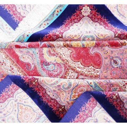 Red and Pink Rug Bamboo Silk 6.5x9.8 ft Oriental Medallion - Rugs 1