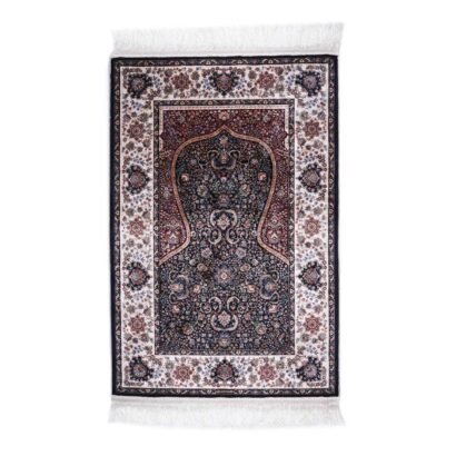 Sajada Black and Beige Rug 3.9x2.6 ft Bamboo Silk - Rugs 1