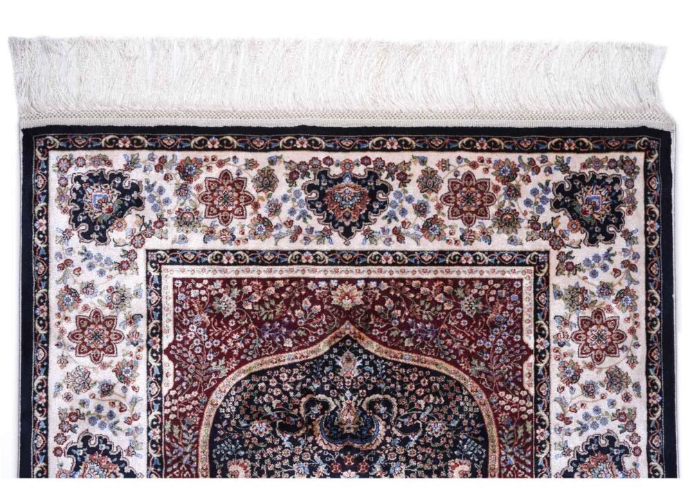 Sajada Black and Beige Rug 3.9x2.6 ft Bamboo Silk - Rugs 1