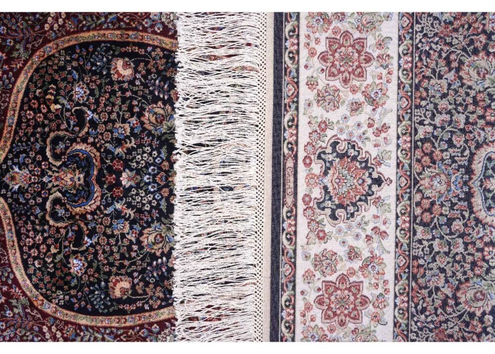 Sajada Black and Beige Rug 3.9x2.6 ft Bamboo Silk - Rugs 1