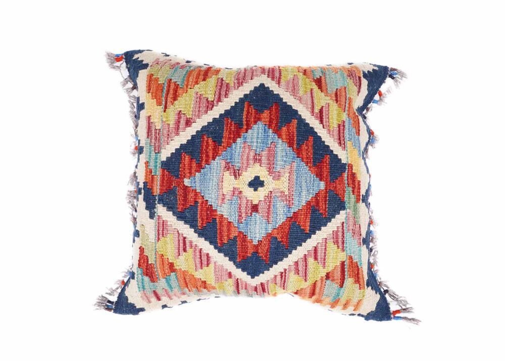 Set of 3 Handwoven Multicolor Throw Pillows Scandinavian Design