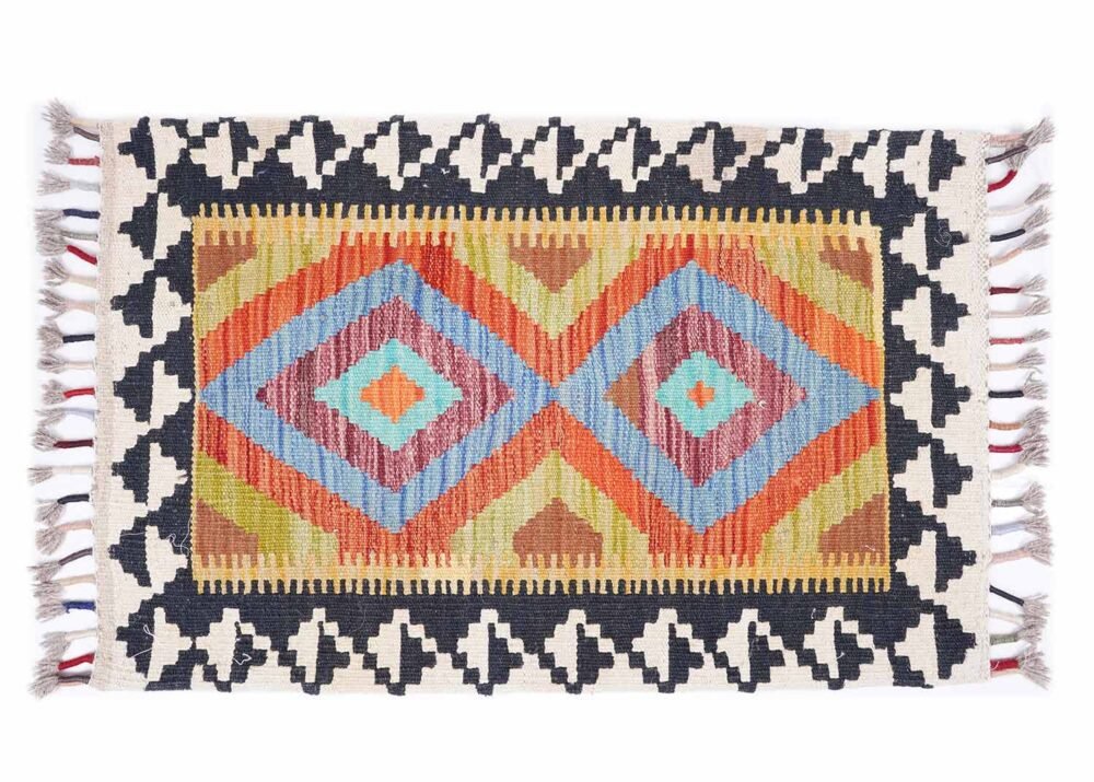 Set of 3 Handwoven Multicolor Throw Pillows Scandinavian Design