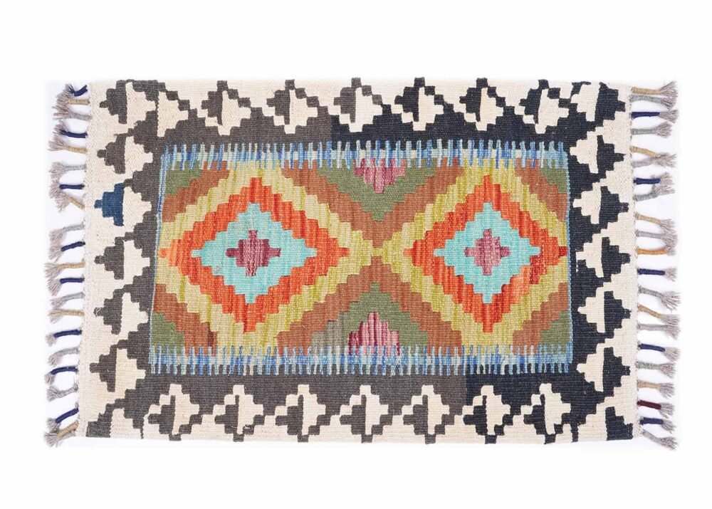 Set of 3 Handwoven Multicolor Throw Pillows Scandinavian Design