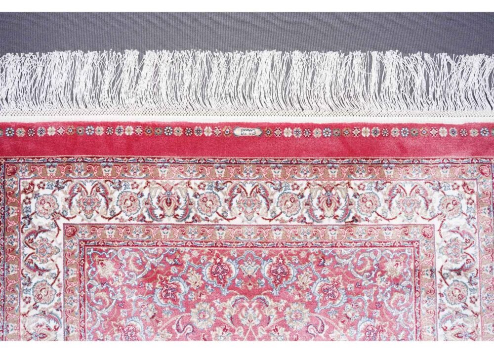 Small Red Beige Rug Oriental 4.9x2.9 ft Medallion Bamboo Silk - Rugs 1