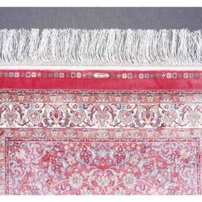Small Red Beige Rug Oriental 4.9x2.9 ft Medallion Bamboo Silk - Rugs 1