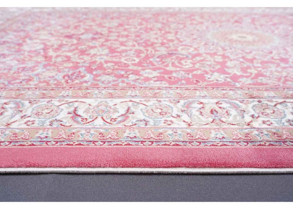 Small Red Beige Rug Oriental 4.9x2.9 ft Medallion Bamboo Silk - Rugs 1