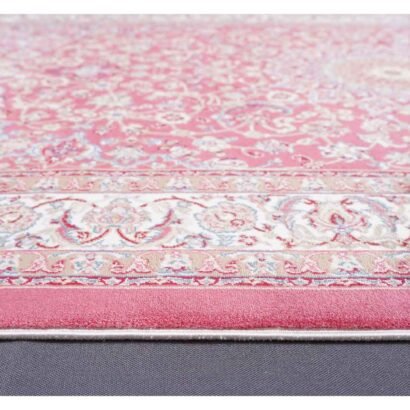 Small Red Beige Rug Oriental 4.9x2.9 ft Medallion Bamboo Silk - Rugs 1