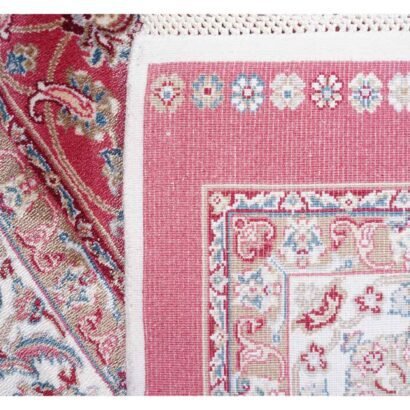 Small Red Beige Rug Oriental 4.9x2.9 ft Medallion Bamboo Silk - Rugs 1