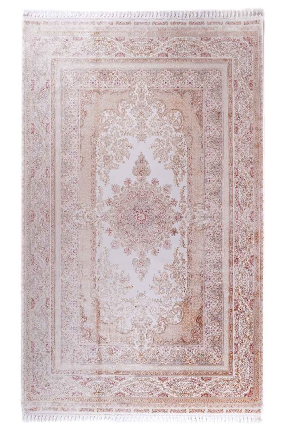 Medallion Neutral Area Rug 6.5x9.8 ft Bamboo Silk - Rugs 1
