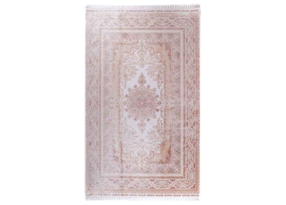 Medallion Neutral Area Rug 6.5x9.8 ft Bamboo Silk - Rugs 1