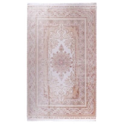Medallion Neutral Area Rug 6.5x9.8 ft Bamboo Silk - Rugs 1