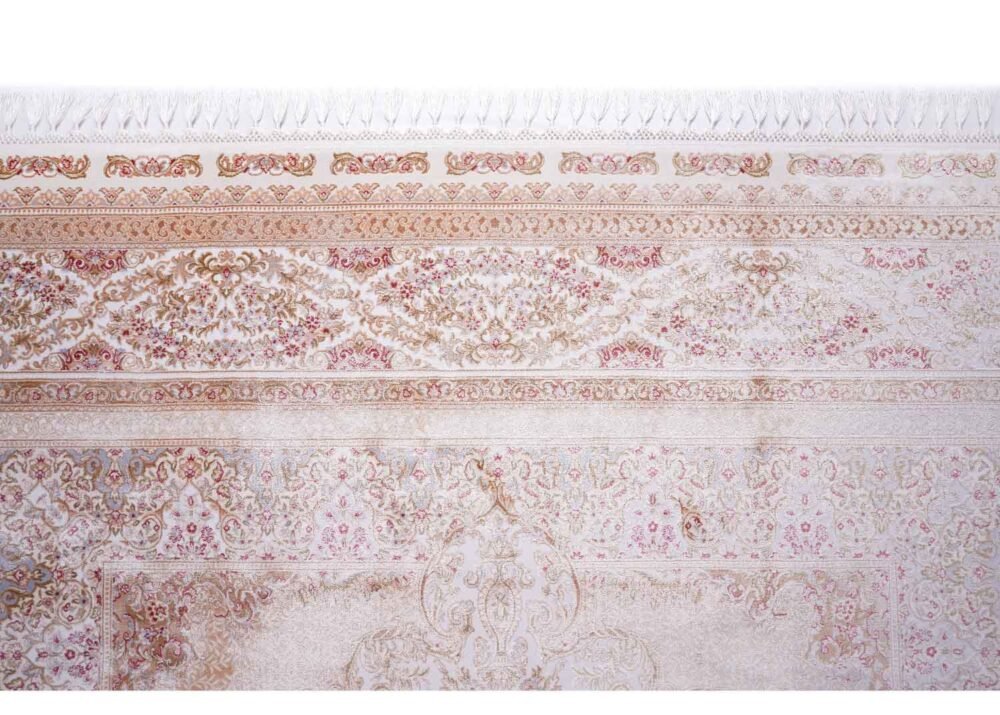 Medallion Neutral Area Rug 6.5x9.8 ft Bamboo Silk - Rugs 1