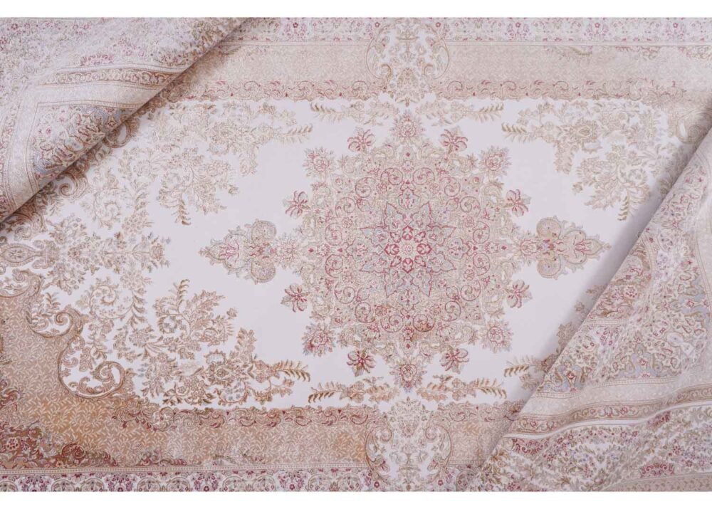 Medallion Neutral Area Rug 6.5x9.8 ft Bamboo Silk - Rugs 1