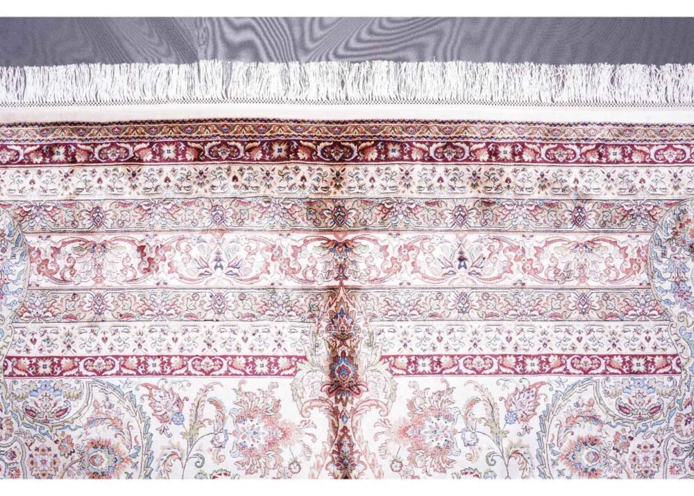 Oriental Red Silk Rug 8.2x11.1 ft Medallion Bamboo Silk - Rugs 1