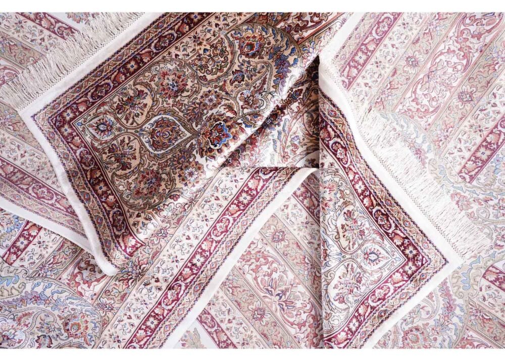 Oriental Red Silk Rug 8.2x11.1 ft Medallion Bamboo Silk - Rugs 1