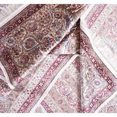 Oriental Red Silk Rug 8.2x11.1 ft Medallion Bamboo Silk - Rugs 1