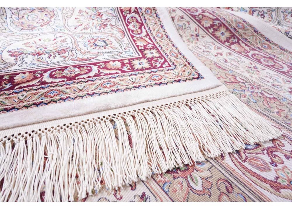Oriental Red Silk Rug 8.2x11.1 ft Medallion Bamboo Silk - Rugs 1