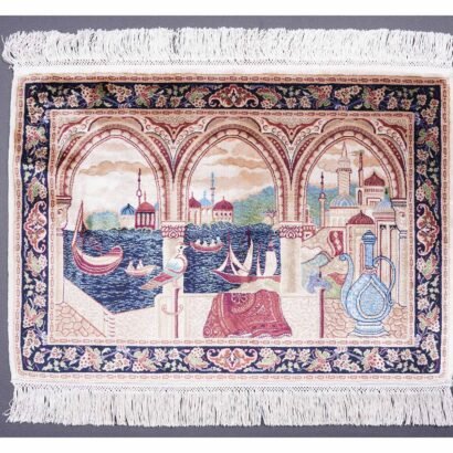 Area Rug Small Bedroom Brown Silk Portrait 1.6x2.2 ft - Rugs 1