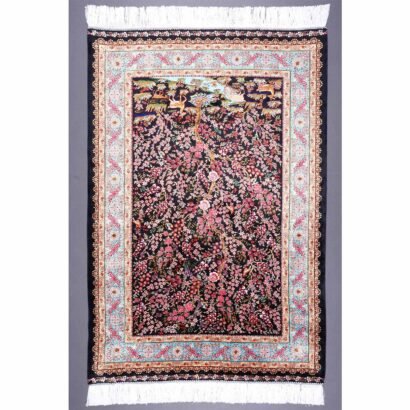 Area Rugs for Bedroom Pink-Black Silk Medallion 4.9x3.2 ft - Rugs 1